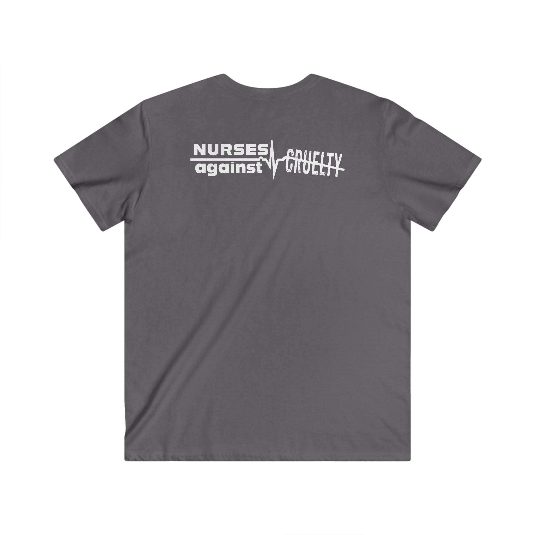 Unisex Medium fabric V-Neck T-Shirt - Nurses Against Fascism (front) - Nurses Against Cruelty (back) - 100% cotton - NAF-V-G5V00L