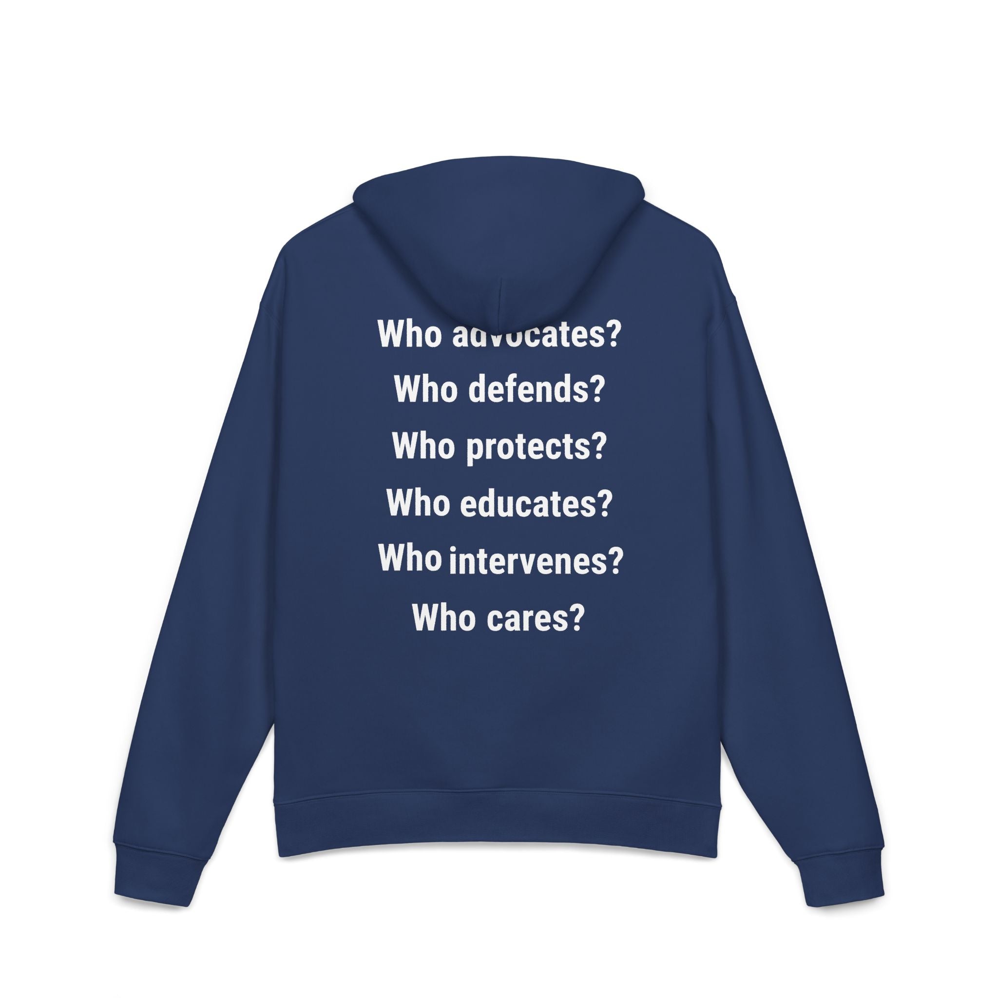 Unisex Mid-weight Hoodie - Save Lives Be A Nurse (front) - Who Advocates? Who Defend? (back) - 80% cotton, 20% Polyester - SLA-H-AC5101