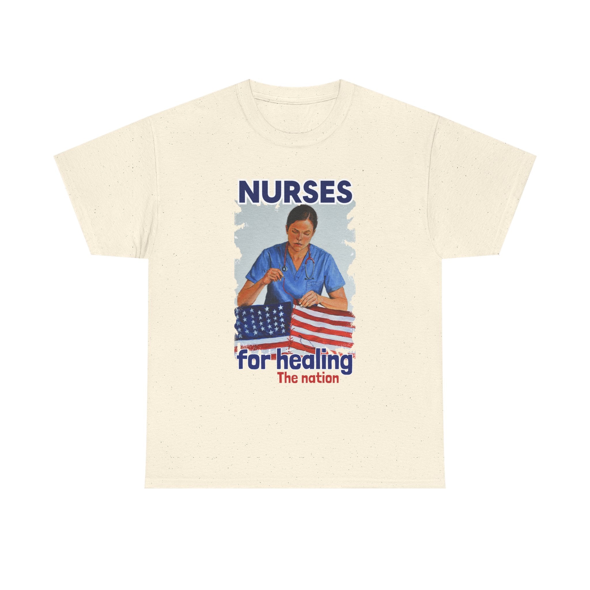 Unisex Medium fabric Cotton Tee - Nurses For Healing The Nation (front) - Nurses Standing Up For Humanity (back) - 100% cotton - NFH-T-G5000