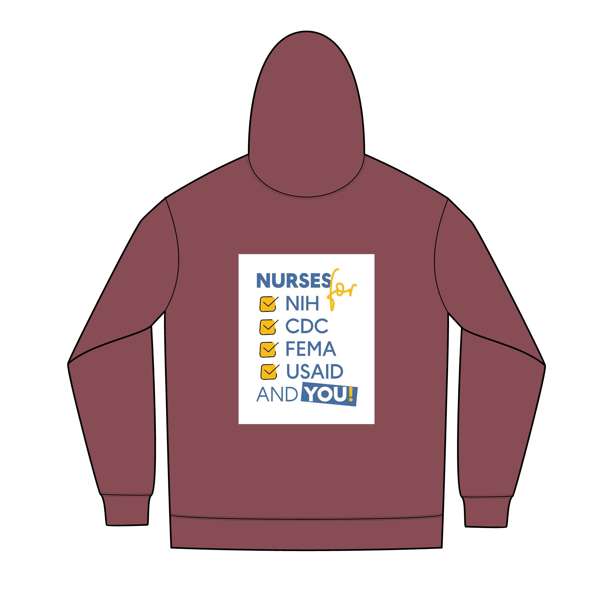 Men's Medium-heavy fabric Full-Zip Hoodie - Nurses Condemning Closure of USAID (front) - Nurses For NIH, CDC, FEMA, USAID And YOU (back) - Medium-heavy fabric - NFG-Z-DT8102