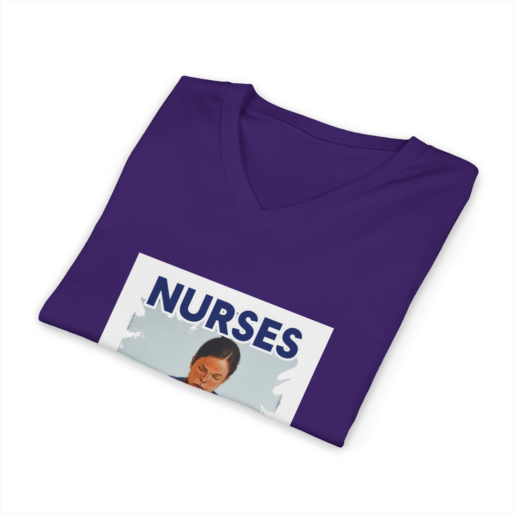 Unisex Lightweight fabric Jersey Short Sleeve V-Neck Tee - Nurses For Healing The Nation (front) - Nurses Standing Up For Humanity (back) - 100% cotton fabric - NFH-V-BC3005