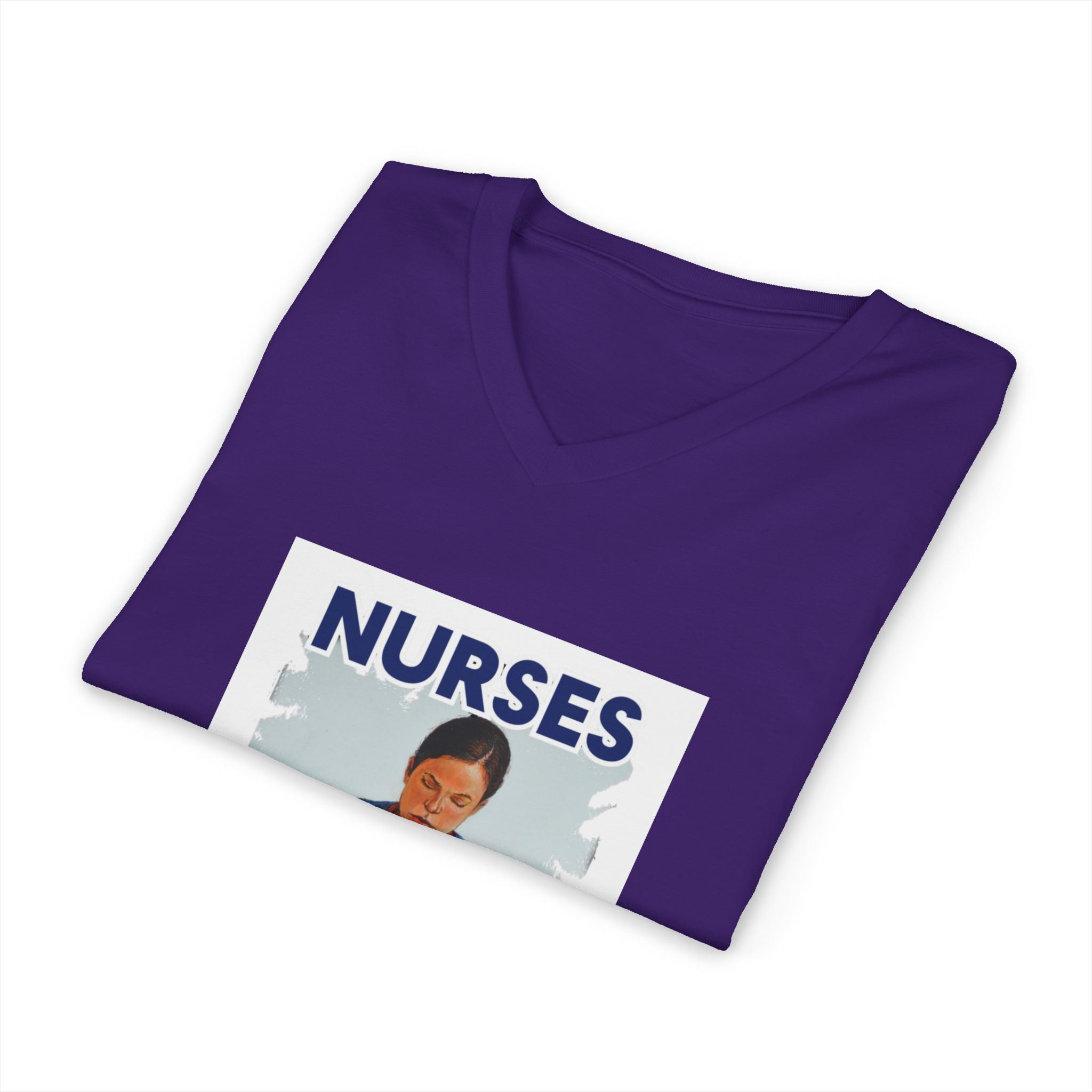 Unisex Lightweight fabric Jersey Short Sleeve V-Neck Tee - Nurses For Healing The Nation (front) - Nurses Standing Up For Humanity (back) - 100% cotton fabric - NFH-V-BC3005