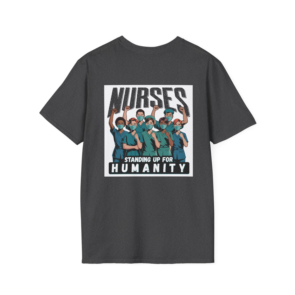 Unisex Lightweight fabric T-Shirt - Nurses For Healing The Nation (front) - Nurses Standing Up For Humanity (back) - 100% ring-spun cotton - NFH-T-G64000