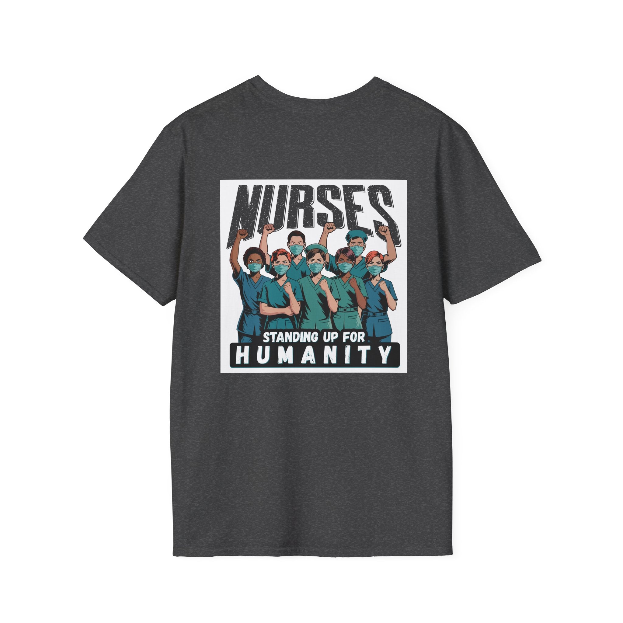 Unisex Lightweight fabric T-Shirt - Nurses For Healing The Nation (front) - Nurses Standing Up For Humanity (back) - 100% ring-spun cotton - NFH-T-G64000