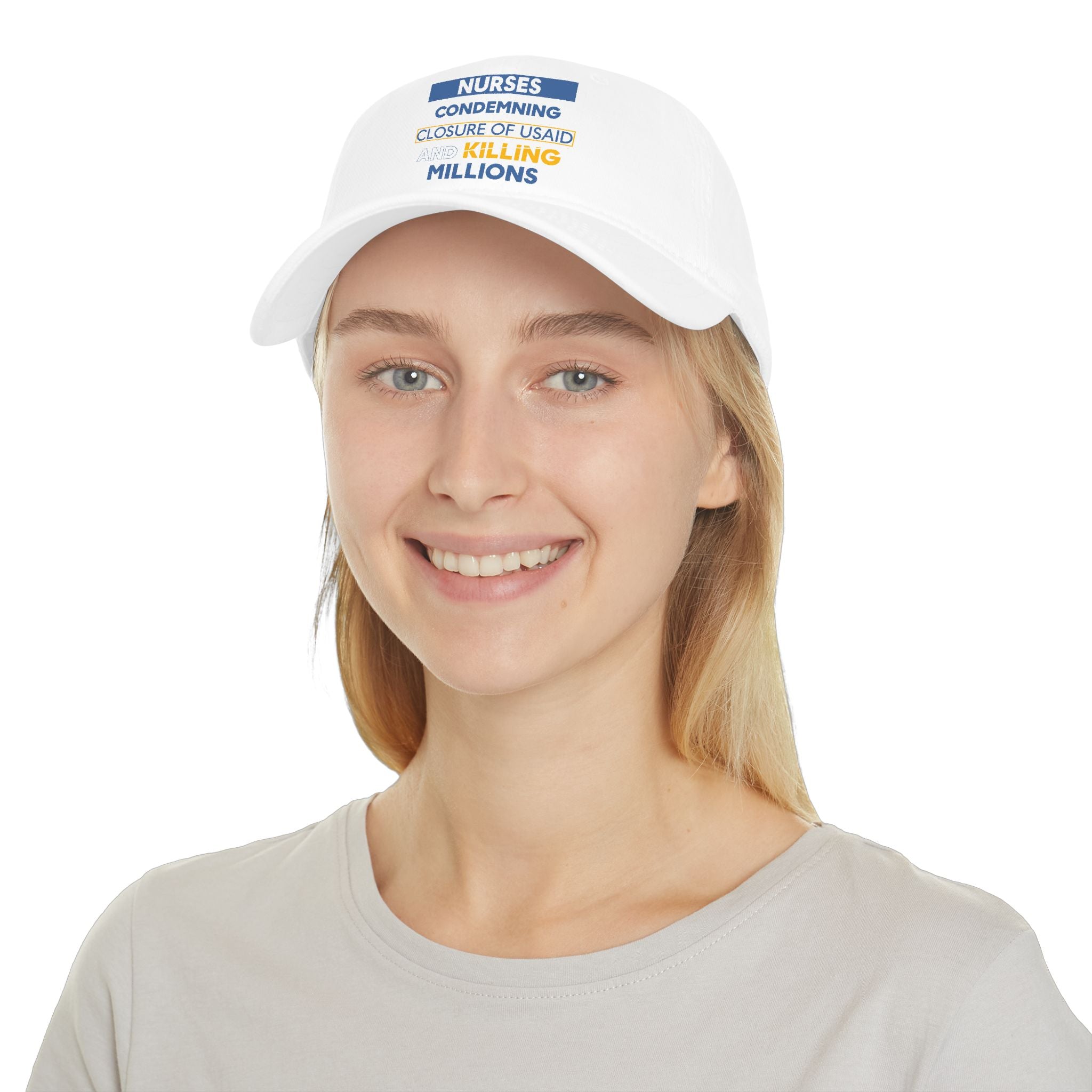 Unisex Baseball Cap - Nurses Condemning Closure of USAID (front) - 100% Cotton Twill - NFG-B-18-253