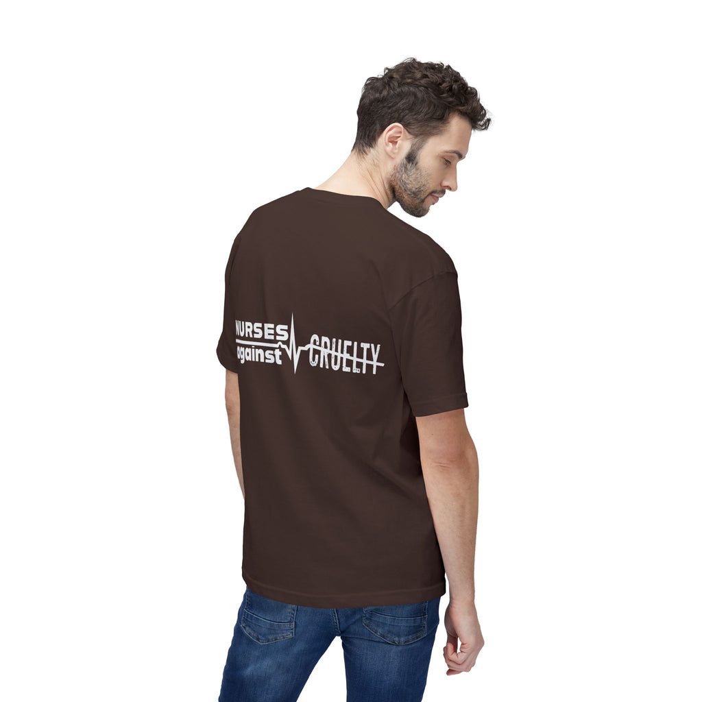 Unisex Midweight T-shirt, Nurses Against Fascism (front) - Nurses Against Cruelty (back) - 100% Polyster - NAF-T-BS5040