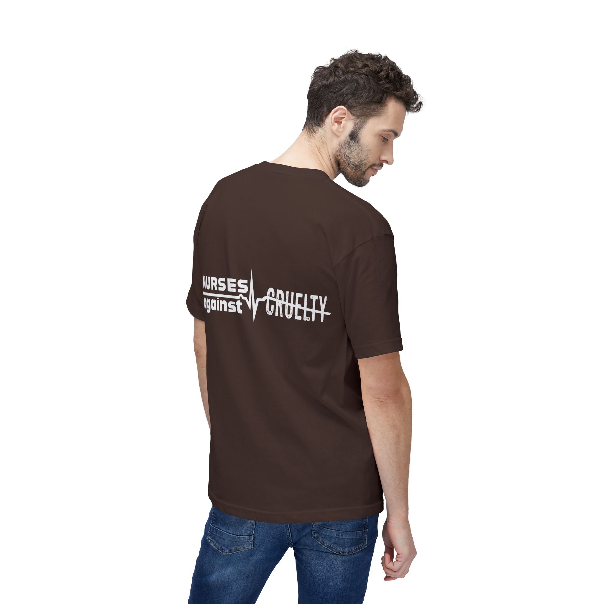 Unisex Midweight T-shirt, Nurses Against Fascism (front) - Nurses Against Cruelty (back) - 100% Polyster - NAF-T-BS5040