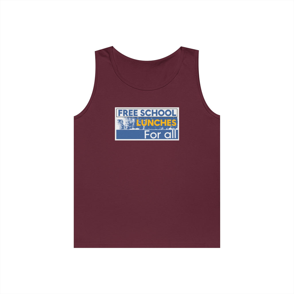 Unisex Medium fabric Cotton Tank Top - Free School Lunches For All (front) - Nurses Against The Rich Starving The Poor (back) - 100% cotton - NAH-K-G5200