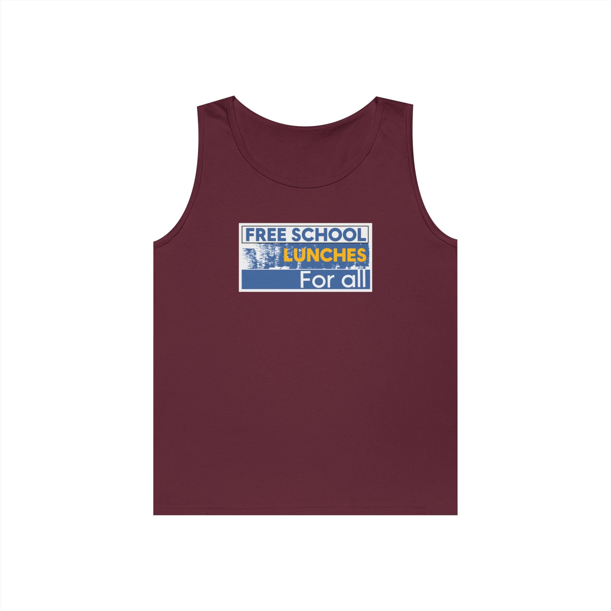 Unisex Medium fabric Cotton Tank Top - Free School Lunches For All (front) - Nurses Against The Rich Starving The Poor (back) - 100% cotton - NAH-K-G5200