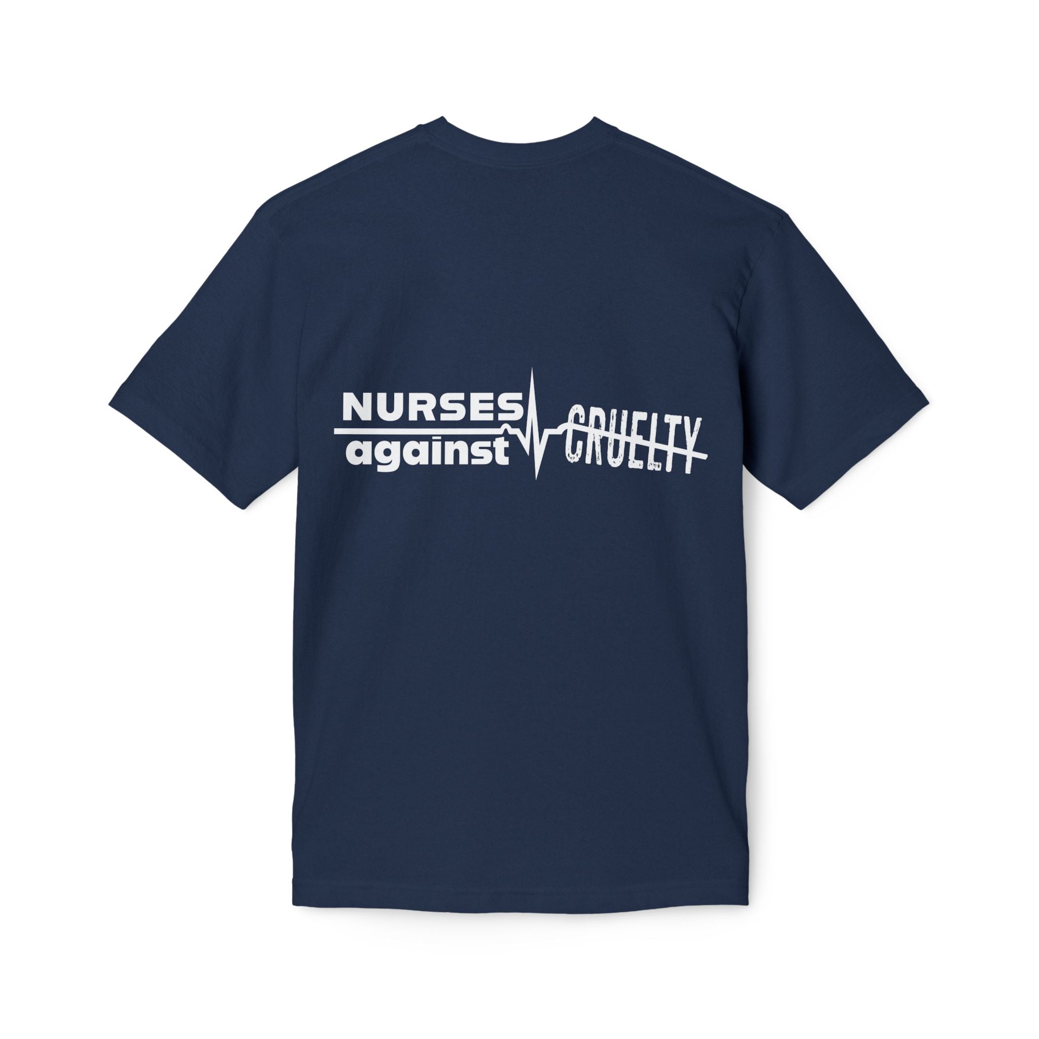 Unisex Midweight T-shirt, Nurses Against Fascism (front) - Nurses Against Cruelty (back) - 100% Polyster - NAF-T-BS5040