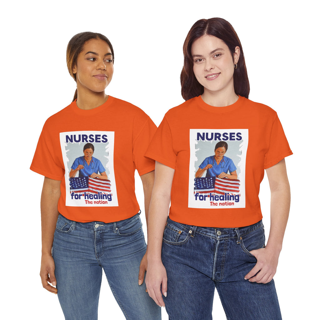 Unisex Medium fabric Cotton Tee - Nurses For Healing The Nation (front) - Nurses Standing Up For Humanity (back) - 100% cotton - NFH-T-G5000