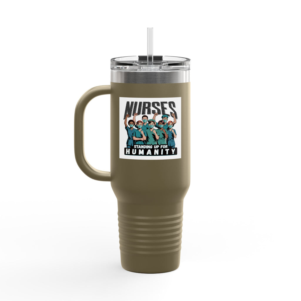 Travel Mug - Nurses For Healing The Nation (front) - Nurses Standing Up For Humanity (back) - 100% stainless steel (body) - NFH-TM-40oz