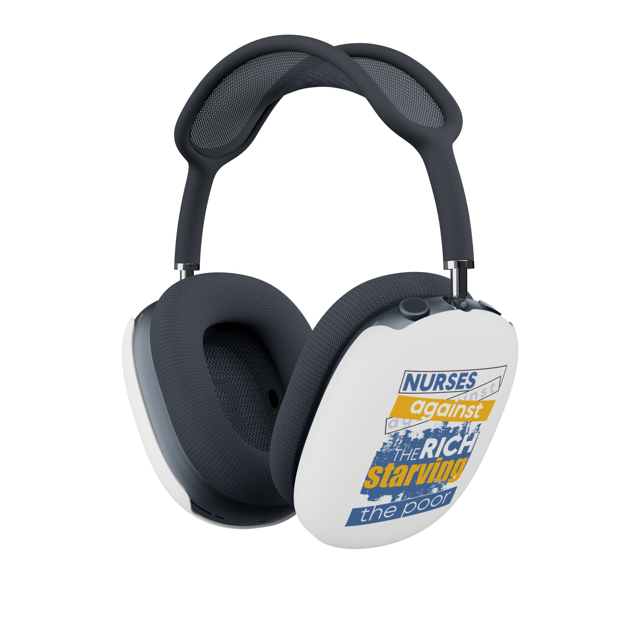 Unisex AirPod Max Cases - Free School Lunches For All (right) - Nurses Against The Rich Starving The Poor (left) - 100% polycarbonate - NAH-AP-01