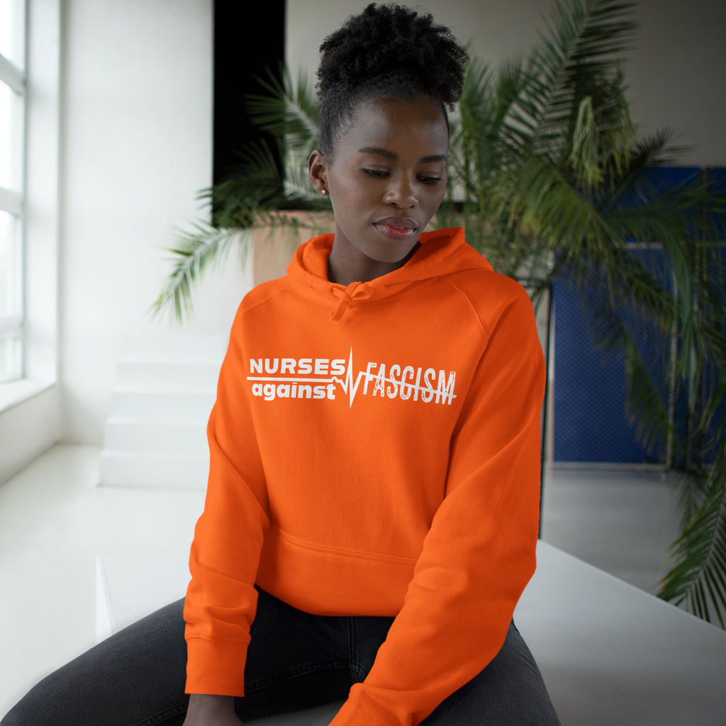 Unisex Mid-weight Hoodie - Nurses Against Fascism (front) - Nurses Against Cruelty (back) - 80% cotton, 20% polyester - NAF-H-AC5101
