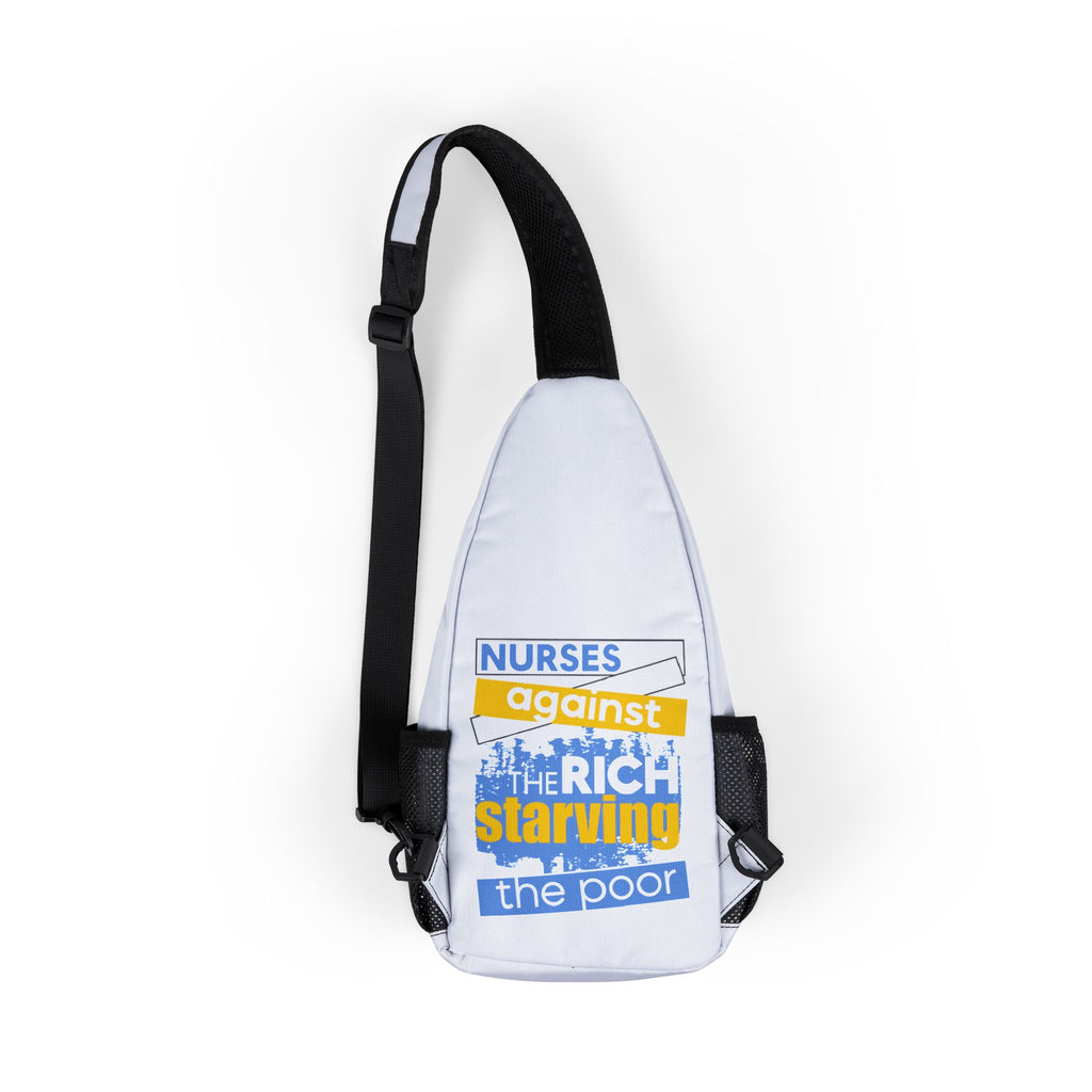 Unisex Chest Bag - Free School Lunches For All (front) - Nurses Against The Rich Starving The Poor (back) - 100% nylon - NAH-CB-1719